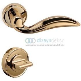 Resim Diana Rozetli Kapı Kolu Parlak Altın - Wc 
