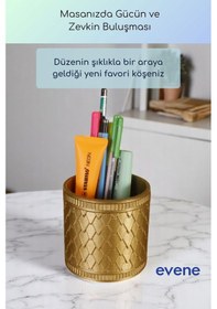 Resim Kalemlik Masa Kalemliği Organizer Kalemlik Altın Renk Model 87 Çok Renkli 