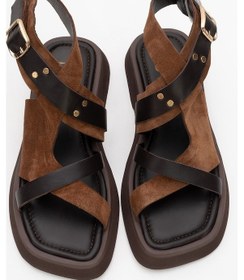 Resim Luvi Shoes Minnea Kahverengi Süet Hakiki Deri Kadın Sandalet Kahverengi 