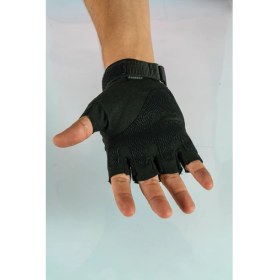 Resim Combat Tactical Outdoor Kesik Parmaksız Eldiven Asker Polis Dağcı Sporcu Bisikletçi Kemik Eldiveni 