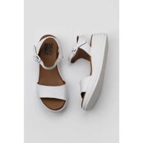 Resim Bueno Shoes Beyaz Deri Kadın Dolgu Topuklu Sandalet 01WY5700 01WY5700 