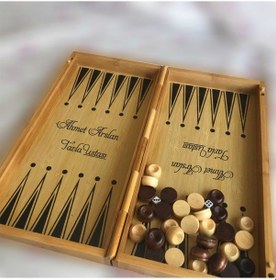 Resim Babalar Günü Hediyesi Isim Yazılı Küçük Tavla 