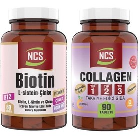 Resim Ncs 90 Tablet Hidrolize Collagen Kolajen Type 1-2-3 Biotin 60Tb 