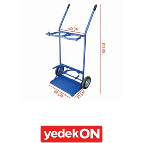 Resim Oksijen Asetilan Taşıma Arabası İki Tekerlekli 50+50lt 