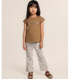 Resim Kız Bebek Baskılı İspanyol Paça Pantolon Krem 