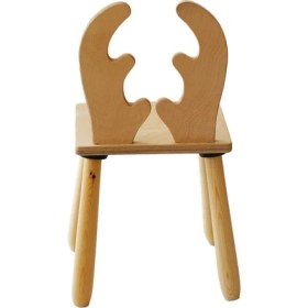 Resim Wood & Joy Doğal Ahşap Renkli Çocuk Sandalye Geyik 