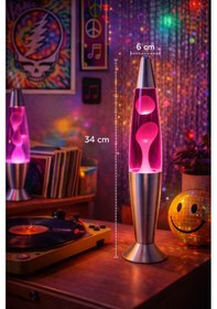 Resim Lav Lambası 34,5 Cm Pembe Atmosfer Işığı, Dekoratif Gece Lambası, Konsept Lamba Aydınlatma Pembe - Turuncu 