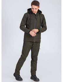 Resim Vatan Tekstil Suya Dayanıklı Slim Fit Softshell Kapüşonlu Erkek Mont Haki 