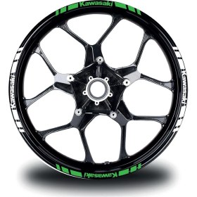 Resim Kawasakı Yazılı Kısa Dış Şerit 16'lı Çift Renk Jant Sticker Modeli 