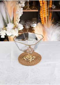 Resim Argkristal Krn290 Gold Detaylı Metal Ayaklı Salata Kasesi Altın 