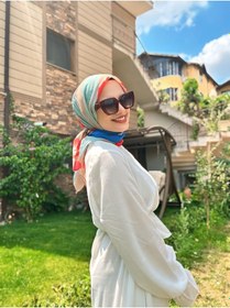 Resim Palet Desen Bambu Eşarp Bej-kırmızı 