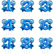 Resim 6 Adet Mavi Doğum Günü Balonu Seti - Yuvarlak, Yıldız Şeklinde Alüminyum Film Balonlar 1-6 Sayılarında, Parti Dekorasyonları, Yıl Dönümleri ve Coşkulu Kutlamalar İçin Mükemmel, Parti Balonları | Yıldız Şekilli Balonlar | Metalik Kaplama 