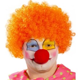 Resim Kuzgun Ticaret Bfs Turuncu Renk Kıvırcık Afro Bonus Peruk Takma Saç ve Kırmızı Burun Seti 