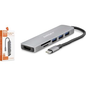 Resim HADRON HDX7790 ÇEVİRİCİ TYPE-C TO 3.0 USB + HDMI + CARD READER 6 IN 1 HDTV 4K 