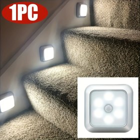 Resim 1 adet Hareket Sensörlü LED Gece Lambası, 6 LED'li Kablosuz Duvar Lambası, Dolap, Dolap, Merdiven, Yatak Odası, Koridor, İç Dekorasyon, Pil ile Çalışır, ≤36V, Pil Dahil Değil, Elektronik Bileşenler, Gümüş Gri 