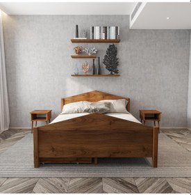 Resim Milano Model Dört Çekmeceli Ceviz Renk Çam Ahşap Karyola-105 160 x 200 CM 