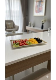 Resim Julıet Dikd. Servis Tabağı 30x15 Cm Beyaz - Altın 