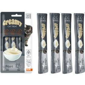 Resim M-Pets Creamy Morina Balıklı ve Biftekli Kedi Ödülü 4 x 15 G 
