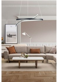 Resim Snake Modern Tasarım Siyah Renk Beyaz Ledli Yatak Odası - Caf... Siyah 