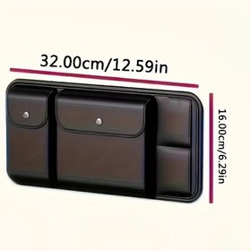 Resim Chuangyinshop Siyah Sun Visor Organizer Çok Cepli Gözlük Kart Ve Ehliyet Taşıma Çantası 