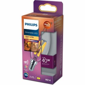 Resim Philips LED Classic Dimlenebilir Filament Mum Ampul 3.4W 470 Lum 2700K Sarı Işık BA35 E14 (40W) 
