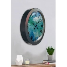 Resim Bahat Salon Ofis Duvar Saati Gri Metal Çerçeve 36 cm 