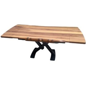 Resim Masa KÜTÜK DESEN Takım Model X metal transmisyon ayak Açılır Benc ve tel sandalye-tabure El Yapım 