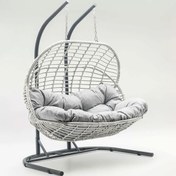 Resim Makrome Örgülü Çift Salıncak 