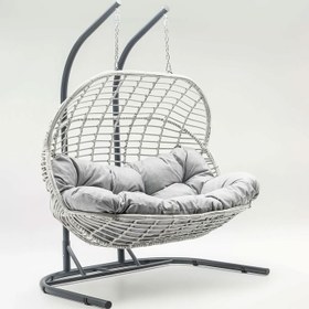 Resim Makrome Örgülü Çift Salıncak 