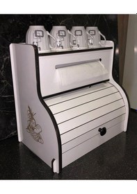 Resim Demonte Ekmeklik New Bread Box,havlu Peçetelik Saklama Gözlü ,baharatlık Rafı,dekoratif Çok Renkli 