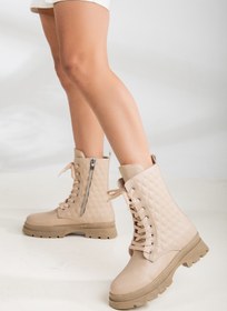 Resim SOFT FASHION Kadın Ten&nude Bağcıklı Günlük Dikişli Postal & Bot - Topuk 4 Cm 