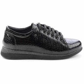 Resim Bambi Siyah Kroko Kadin Sneaker K01763414411 Bambi