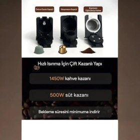 Resim Esmo Home Ox-Pro2 Espresso Kahve Makinesi 20 Bar Kapsül & Öğütülmüş Kahve, Süt Köpürtücü Latte Cappuccino 