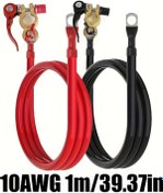 Resim Globalbloom Araç Akü Terminali 10awg Bağlantı Kablolu 1m/39.37in Pirinç Malzeme Akü Anahtarı İnvertör Bağlantısı 