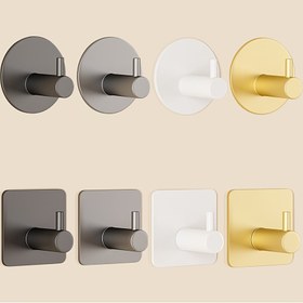 Resim 1 adet/4 adet Kolay Kurulum Paslanmaz Çelik Havlu Askısı, Delme Gerektirmeyen Duvara Monte Banyo ve Mutfak Havlu Askısı ve Ceket Askısı 