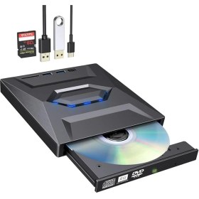 Resim Storemax 5in1 Harici USB 3.0 ve Type-C Dvd-Rom Dvd-Rw Optik Sürücü, USB ve Type C Kablolu, Pc, Tablet, DVD Player, Çizgili Metal Tasarım Ultra Slim CD Rom Okuyucu CV250 