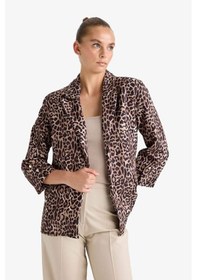 Resim DeFacto Regular Fit Leopar Desenli Blazer Ceket E1483AX24AUBN225 Kahve 