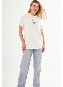 Resim Alexandergardı Önü Baskılı Bisiklet Yaka T-shirt Beyaz 