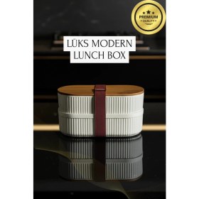 Resim K-Yonlineticaret Bambu Kahvaltılık Saklama Kabı Iki Bölmeli Büyük Lunch Box 