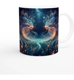 Resim Balık Burcu Baskılı Kahve Kupası - Elementsel Doğa Krallığı Temalı Vs4 