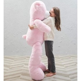 Resim Larskas 160 cm Papyonlu Peluş Ayı-Dev Boy-Sevgiliye Özel Hediye - Yerli (Pembe) 