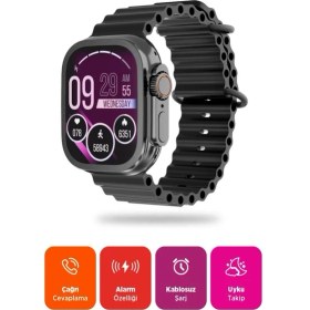 Resim Polosmart PSSW21 2.01" Dokunmatik Ekranlı Akıllı Saat Titreşimli, Mikrofonlu, Adım Sayarlı Siyah 