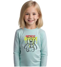 Resim Fyk Kids Kız Çocuk Happınes Yazı Baskılı Yuvarlak Yaka Sweatshirt Mint Yeşili 