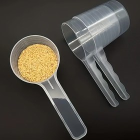 Resim Anti-Slip Tutma Saplı Dayanıklı Plastik Köpek Maması Küpü - Hassas Ölçüm, Şeffaf Pet Besleme Kaşığı Ölçü ile, Doğru Köpek Diyet Portiyonlama için İdeal, Köpek Maması Küreği, Pil Olmadan 