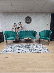 Resim ZAFİR Siyah Boyalı Tel Ayak Papatya Çay Seti Koltuk Takımı , Balkon, Salon, Ofis, Cafe Koltuk Takımı 