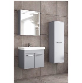 Resim Mauna 60 Cm Banyo Dolabı -Window Gri (Boy Dolap Dahil ) 
