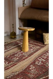 Resim Simillo Home&Living Wooden Ahşap Konik Model Tekli Mantar Yan Sehpa Modern Tütün Renk Fiskos 