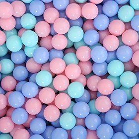 Resim 128 parça çok renkli makaron tonlarında pomponlar, 5.5 cm sıkılmaz plastik toplar, doğum günü partisi oyunları ve Cadılar Bayramı/Noel hediyeleri için ideal 