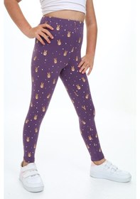 Resim Toontoy Kids Toontoy Kız Çocuk Tavşan Baskılı Tayt Mor 