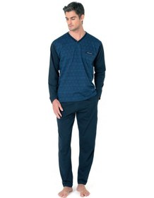 Resim Pierre Cardin Erkek Kuzun Kollu V Yaka Pijama Takım 6110-koyu Saks-xl Çok Renkli 